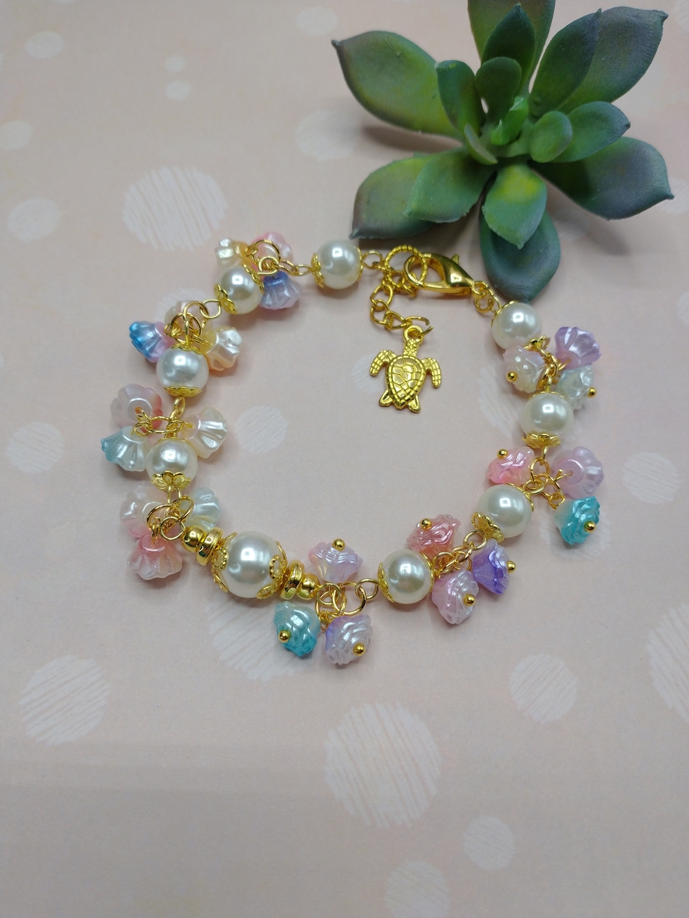 New Hand Crafted Beaded Flower Cluster Bracelet, Summer Jewelry, Mom Gift
